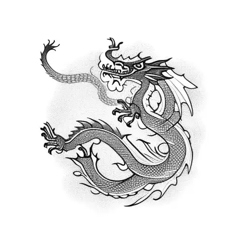 Dragon wrapped around a cherry blossom tree tattoo design idea