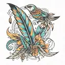 feathers falling tattoo design idea