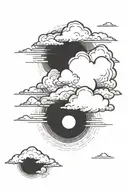 moutnain storm clouds surrounding tattoo design idea