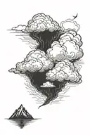 moutnain storm clouds surrounding tattoo design idea