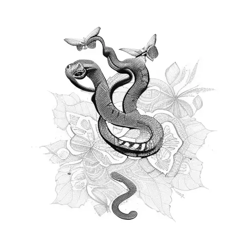 snake and butterfly tattoo design idea