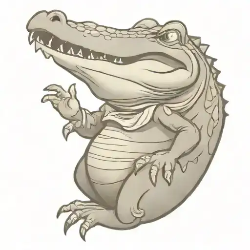 drunk alligator tattoo design idea