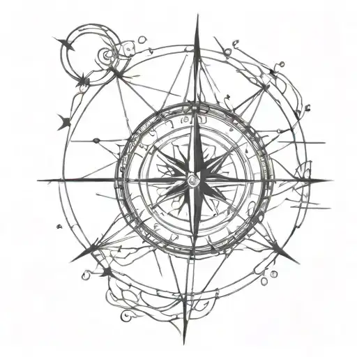 broken compass  tattoo design idea