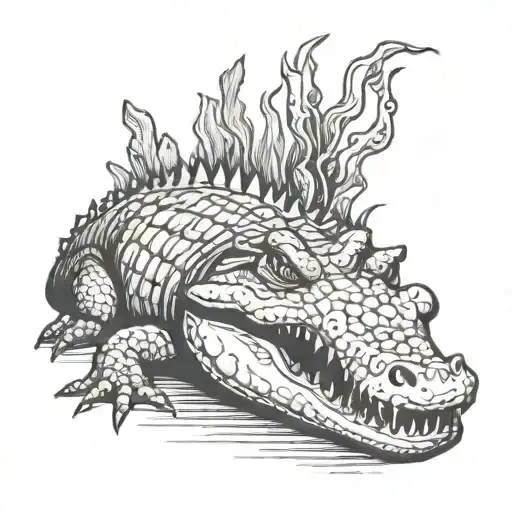 crocodile swimming tattoo design idea
