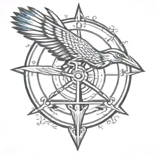 roadrunner  compass  tattoo design idea