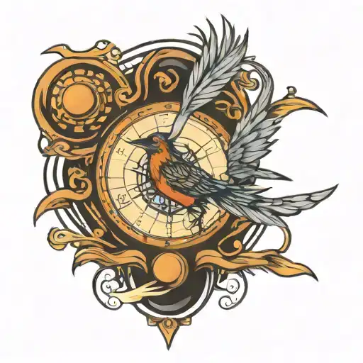 roadrunner  compass  tattoo design idea