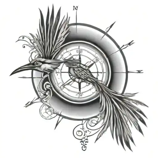 roadrunner  compass  tattoo design idea