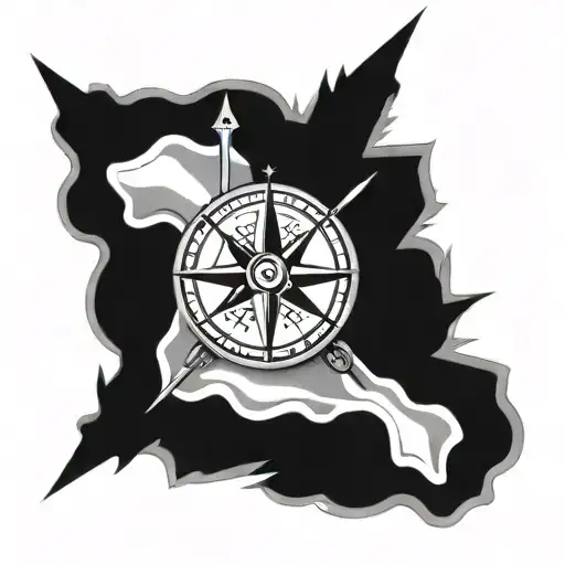 broken compass  tattoo design idea