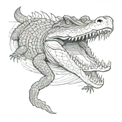 crocodile swimming tattoo design idea