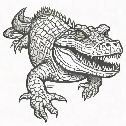 crocodile swimming tattoo design idea