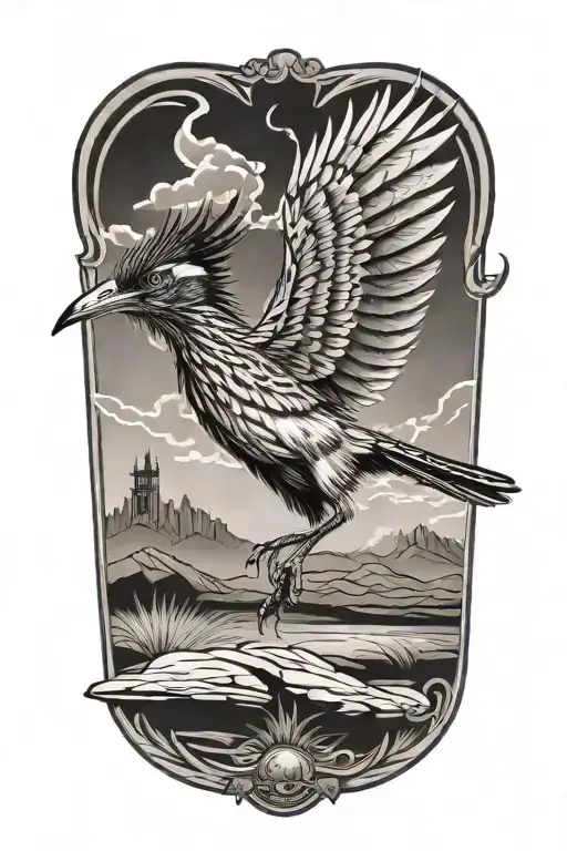 roadrunner sprinting tattoo design idea