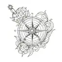 broken compass  tattoo design idea