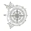 broken compass  tattoo design idea