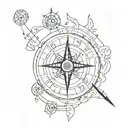 broken compass  tattoo design idea