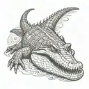 crocodile swimming tattoo design idea