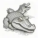 crocodile swimming tattoo design idea