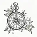 clock compass tattoo design idea