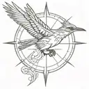 roadrunner  compass  tattoo design idea