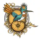 roadrunner  compass  tattoo design idea