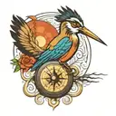 roadrunner  compass  tattoo design idea