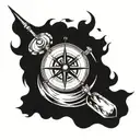 broken compass  tattoo design idea