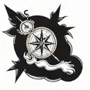 broken compass  tattoo design idea