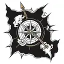 broken compass  tattoo design idea