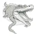 crocodile swimming tattoo design idea