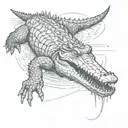 crocodile swimming tattoo design idea