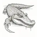 crocodile swimming tattoo design idea