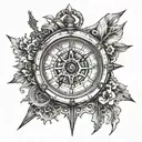 clock compass tattoo design idea