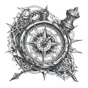 clock compass tattoo design idea
