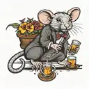 drunk rat tattoo design idea