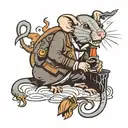 drunk rat tattoo design idea