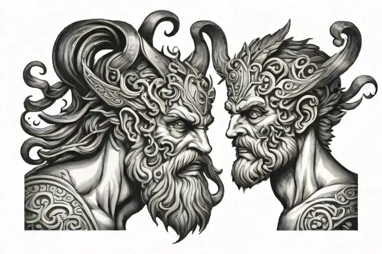 posidon god and hades Greek god and pegadus tattoo design idea