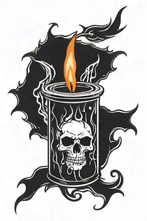 goth style candle tattoo with calcifer as the flame tattoo design idea