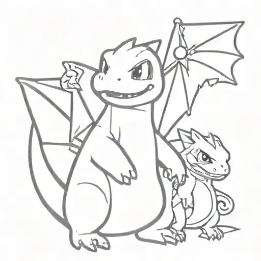 Charmander, Charmeleon and Charizard Pokemon tattoo design idea