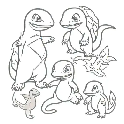 Charmander and its evolutions tattoo design idea