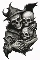 skeleton devil hugging a normal human baby boy tattoo design idea