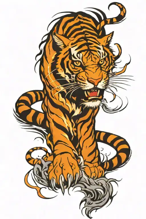 fire tiger tattoo design idea