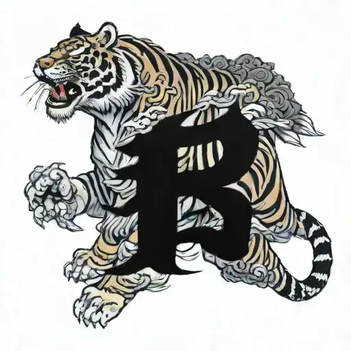 tiger hunting its prey tattoo design idea