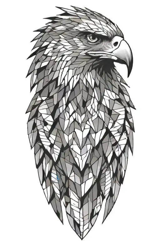 geometric hawk tattoo design idea