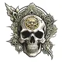 nuclear explosion skull tattoo design idea