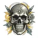 nuclear explosion skull tattoo design idea