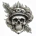 nuclear explosion skull tattoo design idea