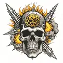 nuclear explosion skull tattoo design idea