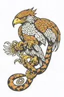 hawk holding snake tattoo design idea