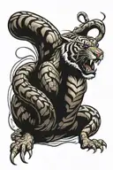 tiger fighting snake tattoo design idea