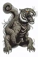 tiger fighting snake tattoo design idea