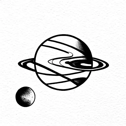 solar system with flower ring around jupiter, staurn, and uranus tattoo design idea